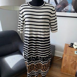 Marc Cain Marccain Sport Knit Striped Leopard Dress US12 (Marc Cain N5) …
